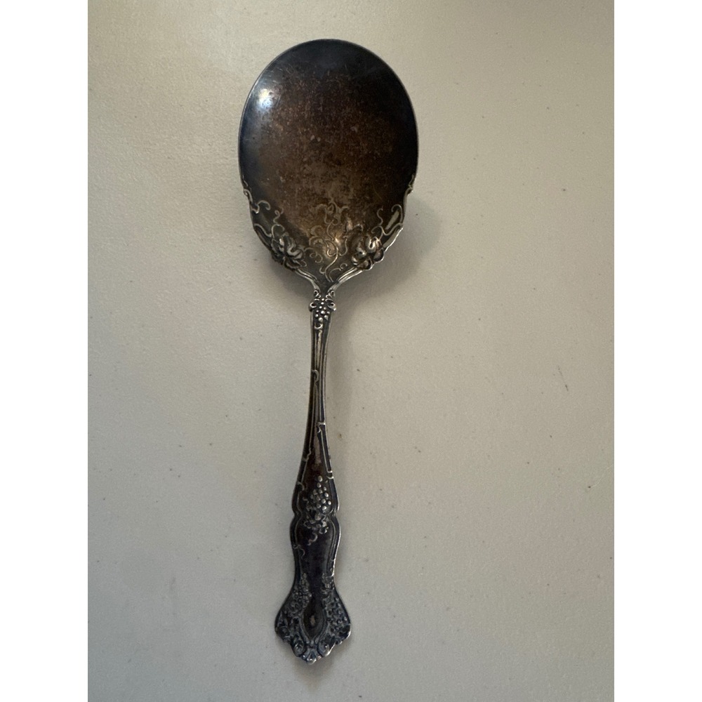 1847 Rogers Bros Vintage 1904 Silverplate Berry Spoon Grape Pattern 9 Inch